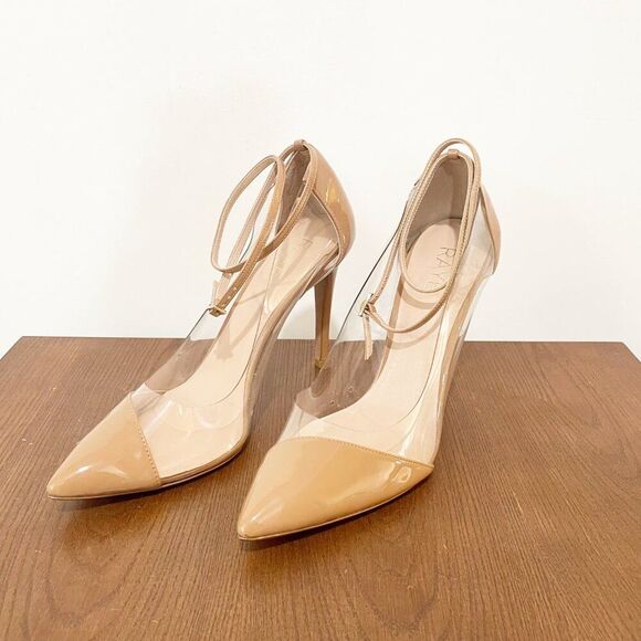 RAYE Nude Pointed Wrap Lace up 5 " Heel Stilettos 10 Quite Luxury Neutrals - Picture 4 of 12